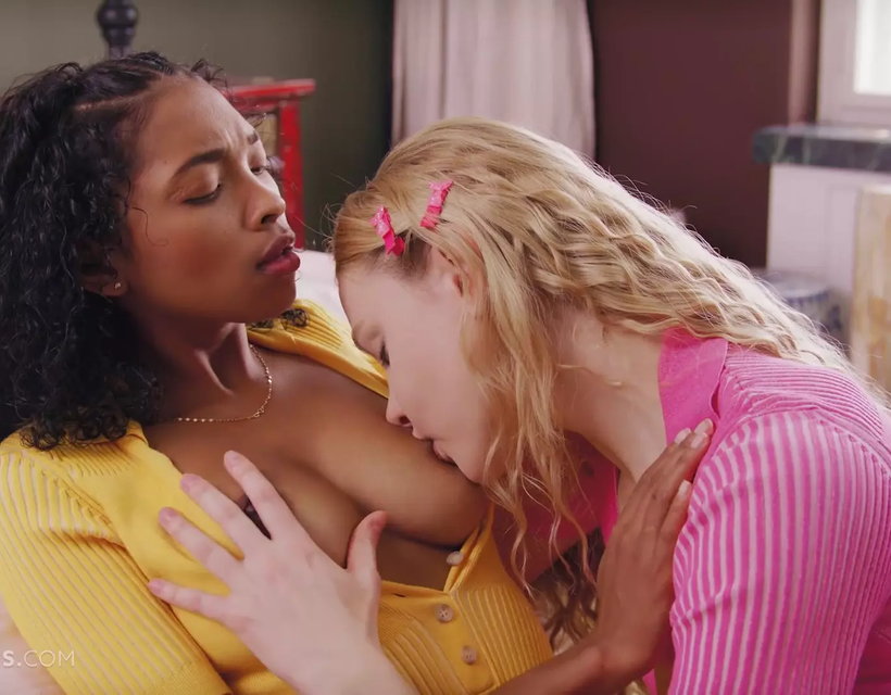 Two Hot Girls Barbie Rous and Ivi Rein having Great Sex on the Bed