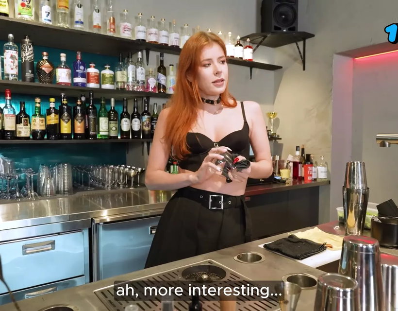 Delicious Discoveries: Customer Goes down Hot Bartender's Lingerie