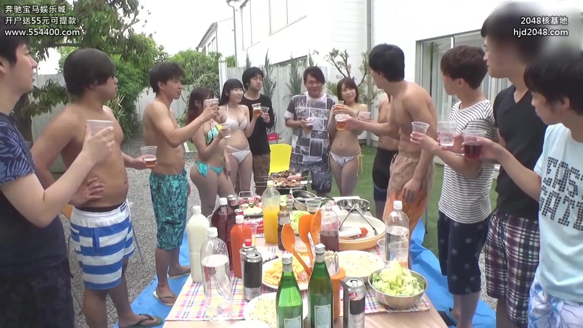 The summer camp of the circle turned into a creampie gangbang event