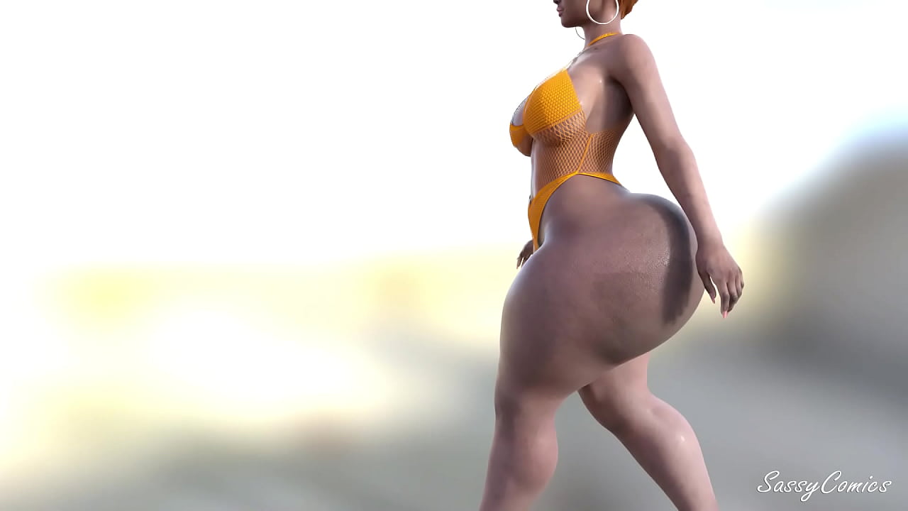 Slim-Thick Jamaican Babe shows off her big Ass in skimpy swimsuit - sassyComics