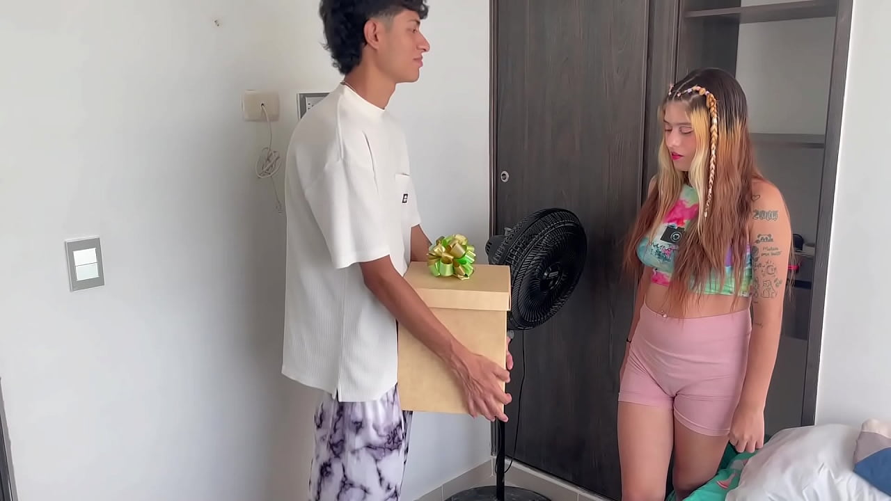 My dirty neighbor surprises me on my birthday and lets me cum in her mouth as a gift.