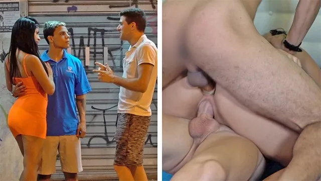 Young Brazilian Couple Convinced a Double Penetration Threesome with a Gringo